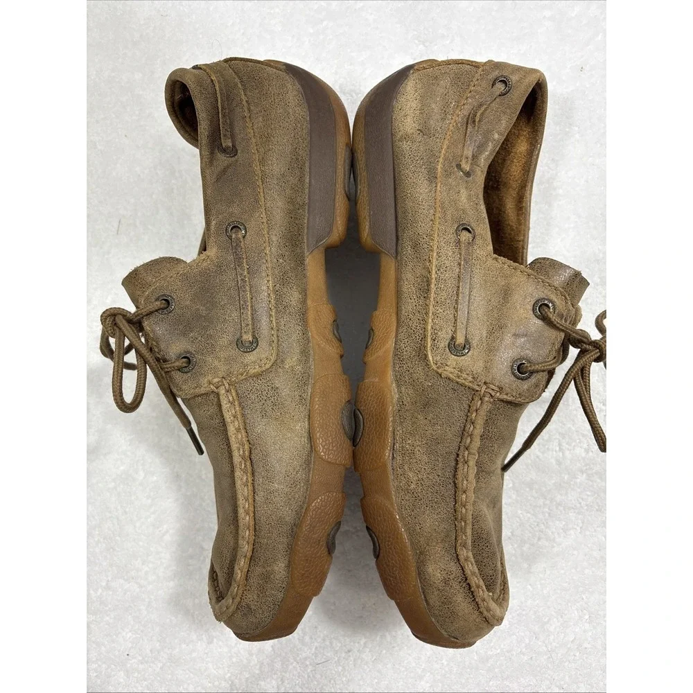 Twisted X Bomber Brown Leather Driving Mocs Boat Shoes Men's 10.5W Wide
